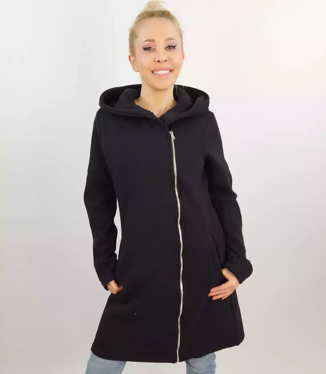 Long sweatshirt overlay asymmetric BASIC zipper