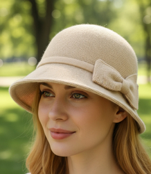 Women's cloche hat with bow