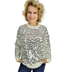 Warm women's sweater front with large sequins fashionable ALEXIS