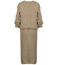 Dzianinowy komplet sweter + spódnica w jednolitym kolorze BELLA