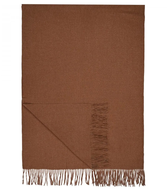 Szal szalik Gruba Chusta frędzle jednokolorowy ciepły miękki 200x70 cm