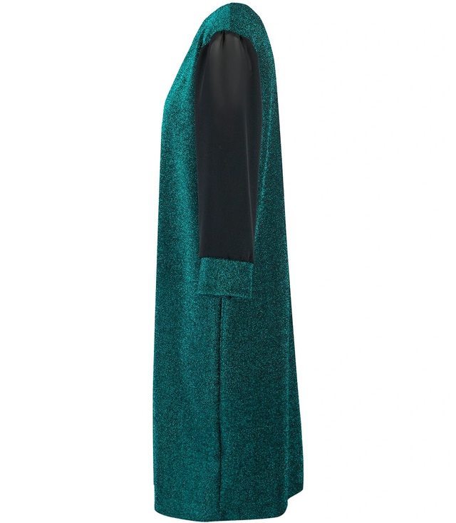Elegant trapeze dress with brocade midi length SOFIA