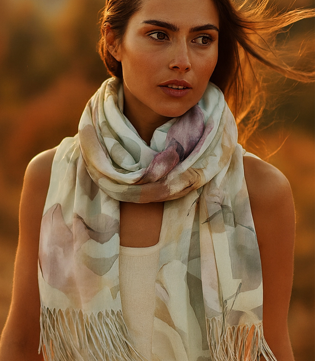 Women's floral pattern scarf 180x70