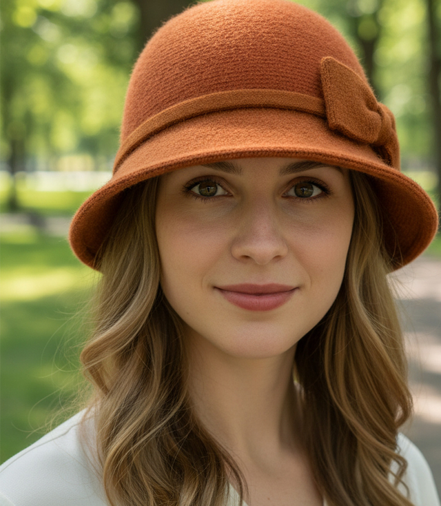 Women's cloche hat with bow