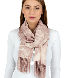 Women's scarf with floral motif and tassels elegant