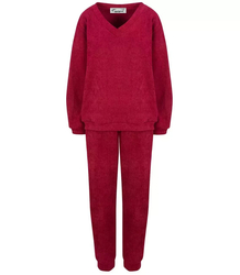 Women's corduroy tracksuit composed of a sweatshirt and trousers. Loose cut