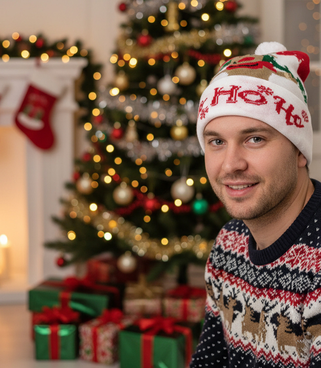 Winter Christmas hat with pom-pom - perfect for preze