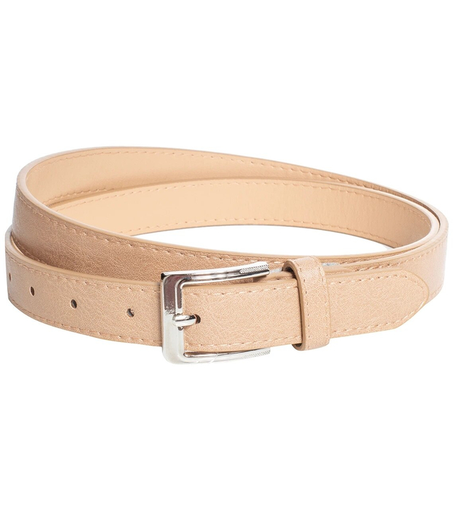 Smooth women's eco leather belt with silver buckle 2.3 cm