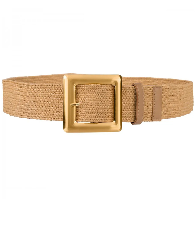 Braided women's belt with large buckle