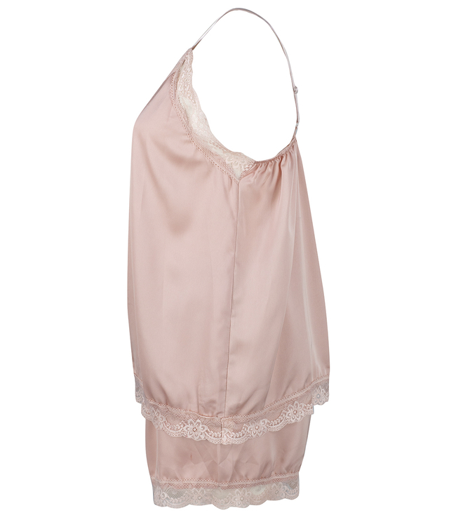 Satin pajama set with lace shorts top petticoat