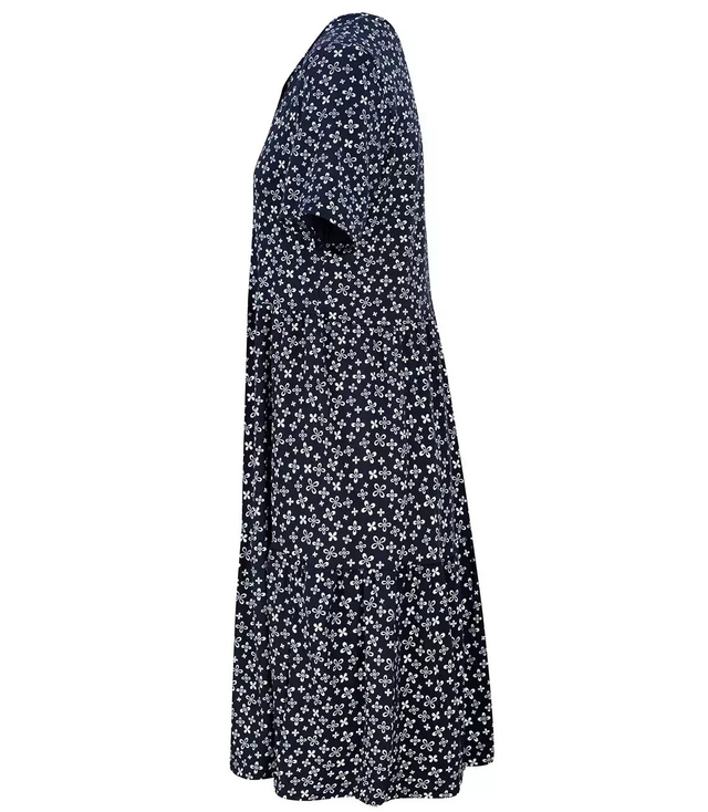 Trapezowa letnia sukienka w biały print MIDI