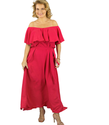 Airy maxi dress with ruffles and waist tie STELLA