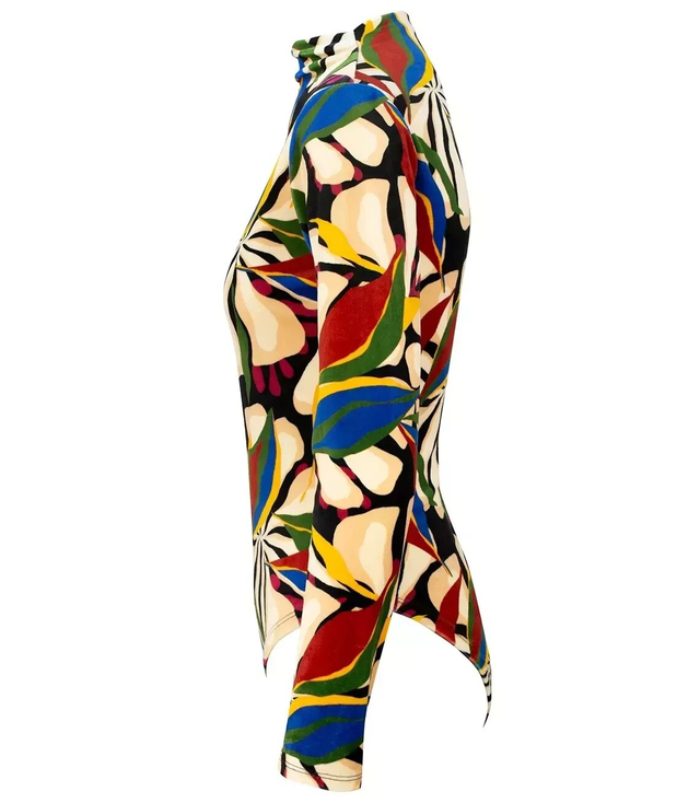 Velor body with turtleneck pattern and colorful print