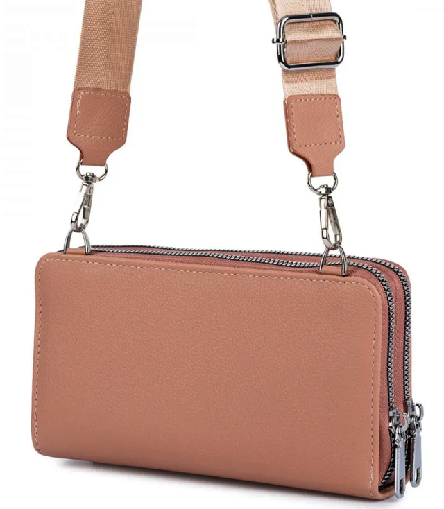 Small rectangular mini clutch bag, 2 compartments, 2 straps