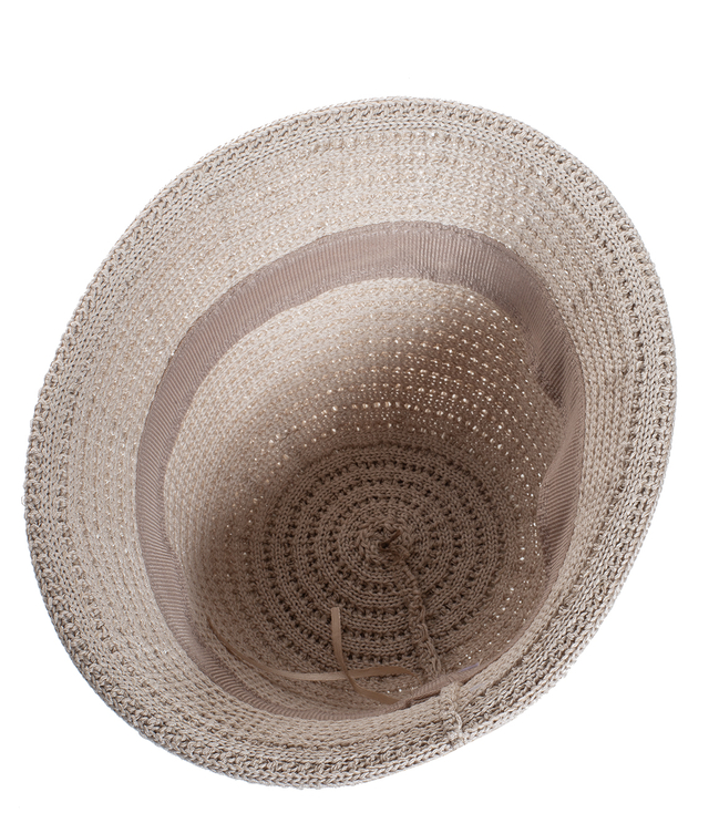 Braided straw hat BUCKET HAT with a decorative plate