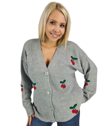 Warm and cozy women's sweater with cherries in autumn LARAMIE