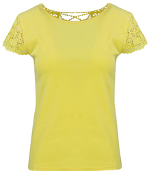 Short-sleeved T-shirt blouse decorated with lace LUIZA