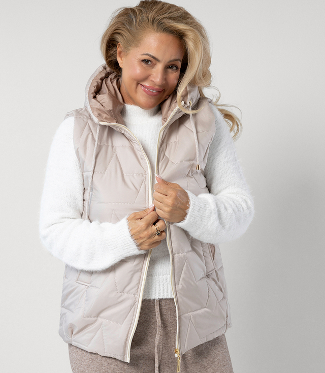 Women's quilted sleeveless hooded jacket MARINA