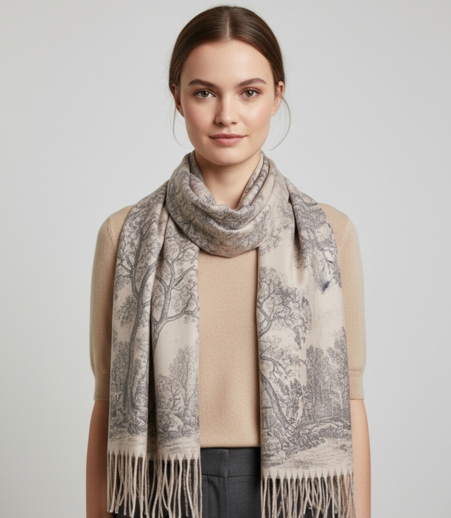 Fashionable scarf panther scarf elegant scarf with tassels