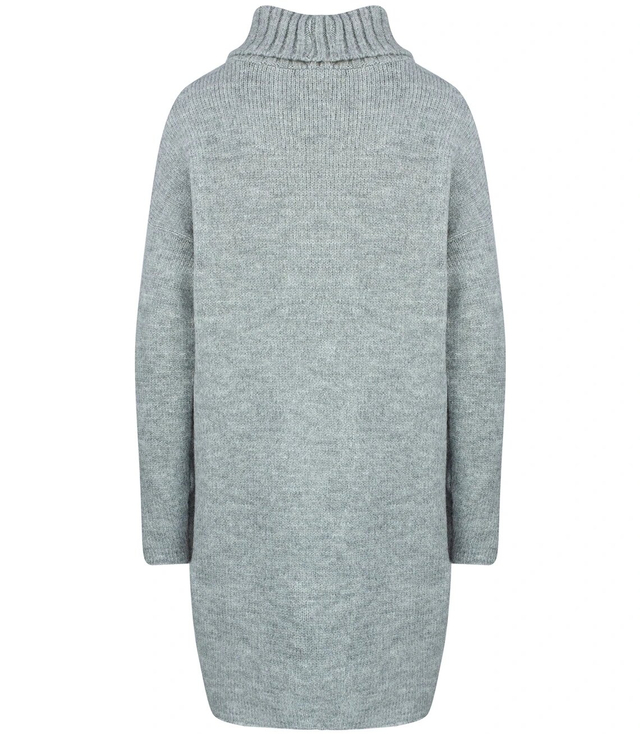 Warm womens turtleneck sweater with a slit MARIETTA, wool
