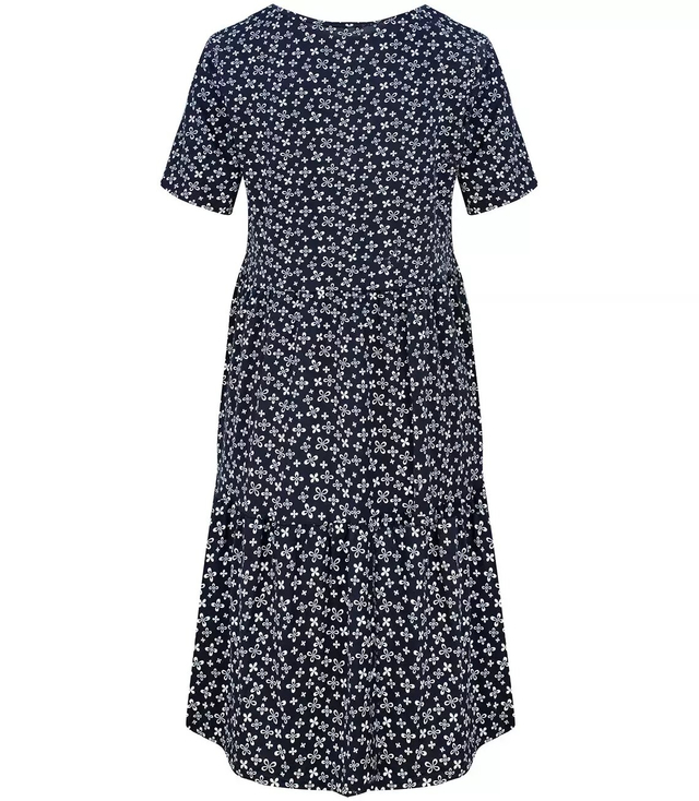 Trapeze summer dress with a white MIDI print