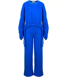 Dres spodnie dzwony bluza dopasowany komplet 