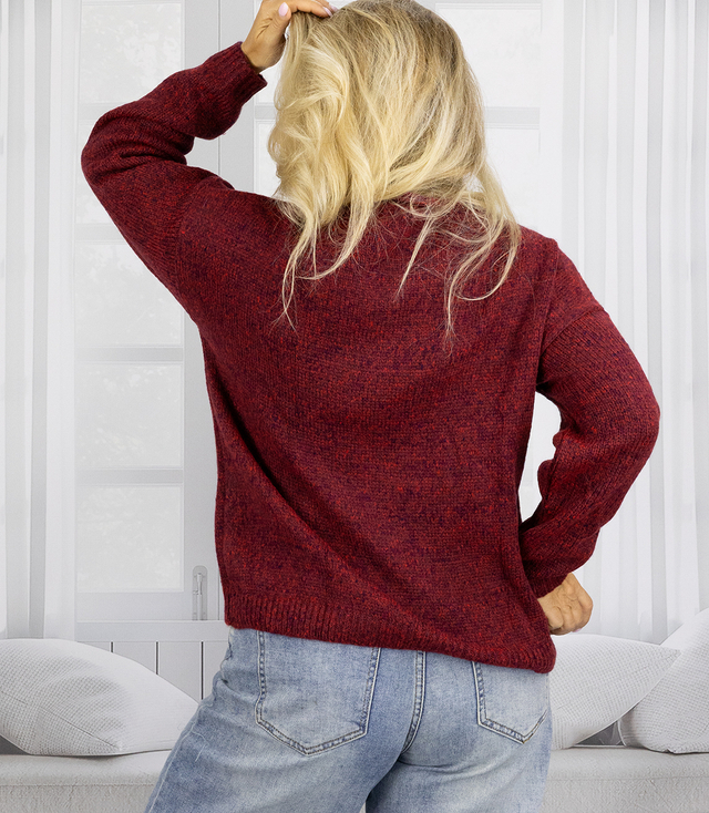Warm women's oversize sweater boat neckline MARLENA
