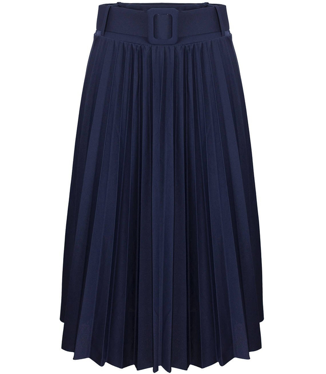 Fashionable pleated skirt with belt