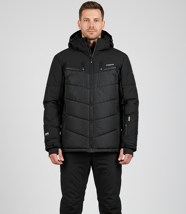 Men's quilted jacket with hood winter two-tone jacket