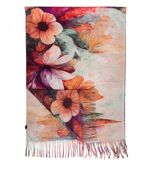 Square shawl scarf for women with tassels AGRAFKA