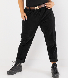 Corduroy chinos pants with belt CITY SOFT