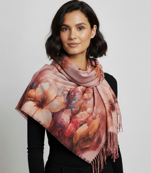 Elegant scarf large flowers with tassels