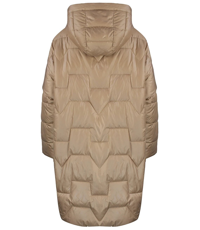 Długa kurtka damska ciepła z pikowaniem z kapturem ANABEL