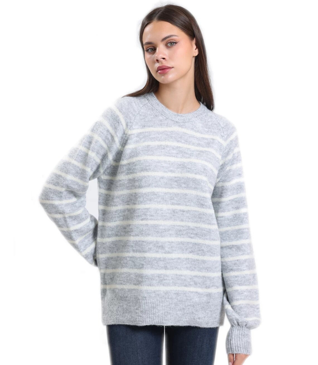 Warm women's fashionable striped sweater ANNA