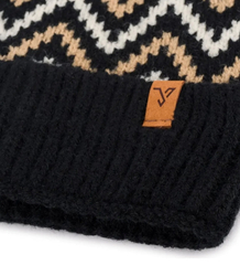 Warm women's cap with pom-pom zigzag pattern autumn winter