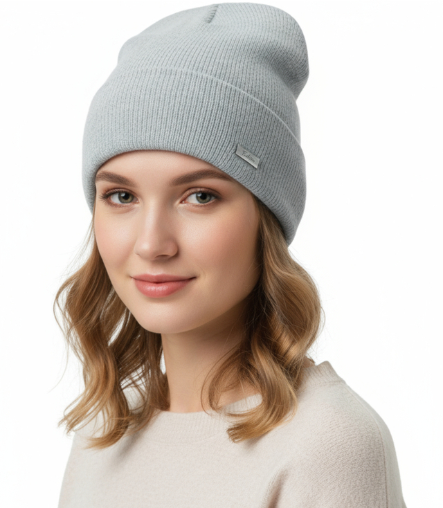 Warm unisex one-color mohair beanie hat