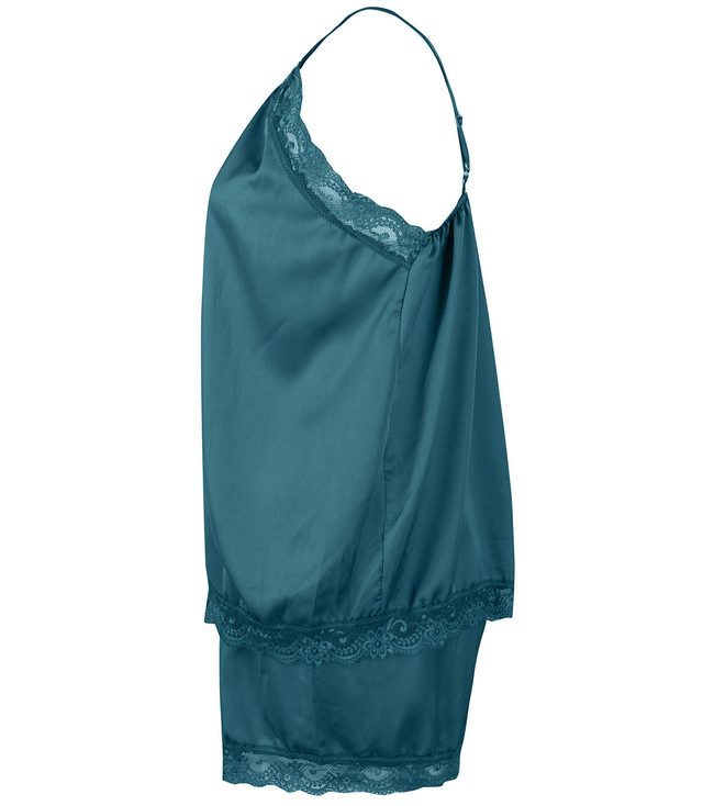 Satin pajama set with lace shorts top petticoat