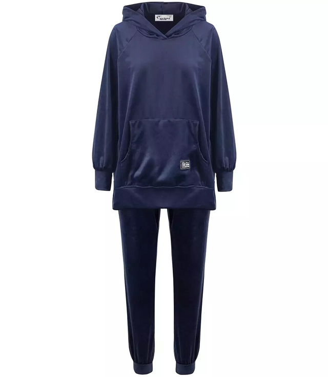 Tracksuit pants sweatshirt hood velor plus size