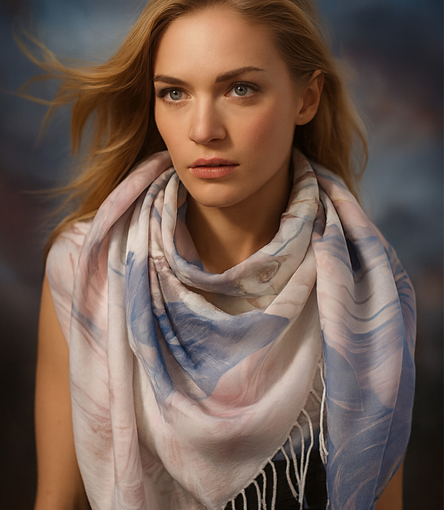 Women's scarf with floral pattern 100x100
