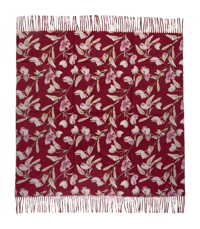 Elegant floral shawl scarf with tassels