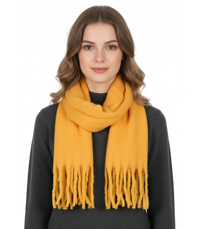 Thick warm fringed scarf AURORA