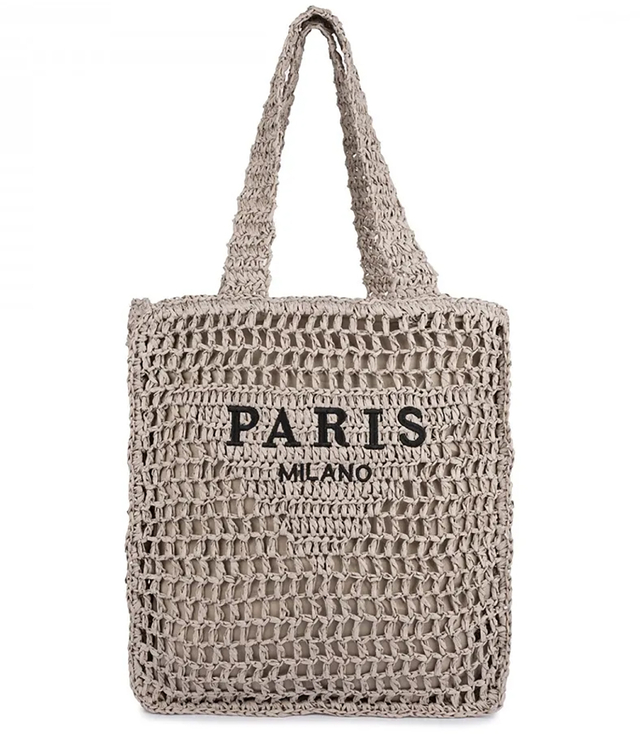 Large plaid shoper bag with fashion statement PARIS