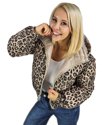 Short reversible leopard bomber jacket Warm Autumn Winter BELLA