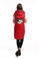 Mickey Mouse long quilted vest Hood