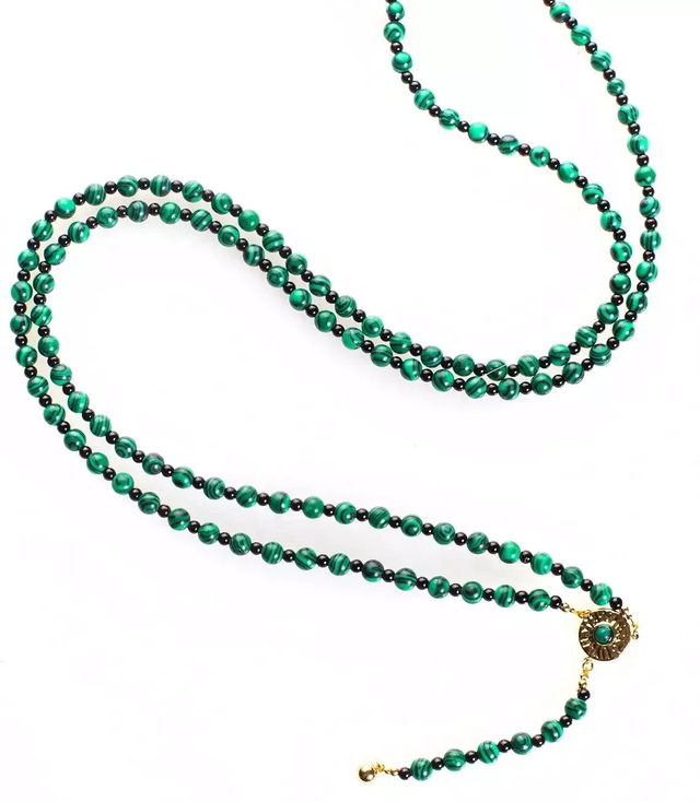 Long necklace made of natural stones MALACHITE