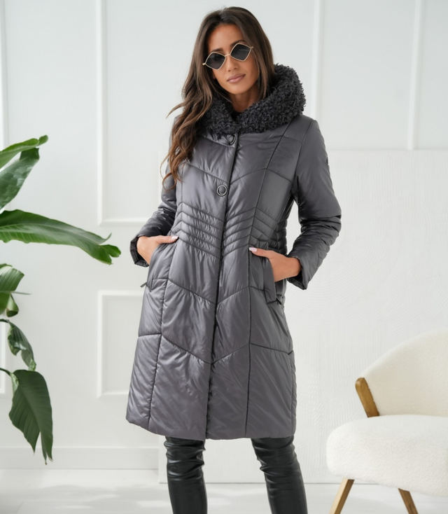 Long elegant quilted insulated women's winter coat MARIA