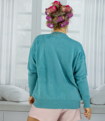 Krótki kardigan sweter rozpinany z puszystej dzianiny "COCO CHIC"
