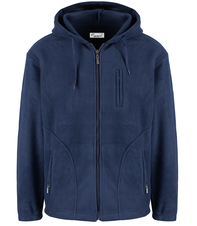 Men's warm fleece with hood and three pockets single color