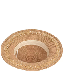 Braided raffia straw hat with drawstring