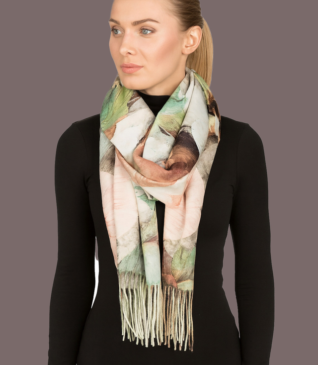 Square shawl scarf for women with tassels AGRAFKA